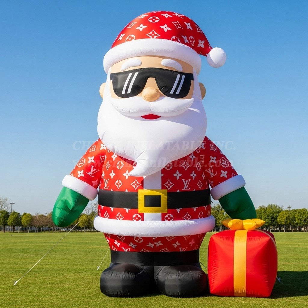 C1-417 Inflatable Santa Claus wearing trendy brand and sunglasses