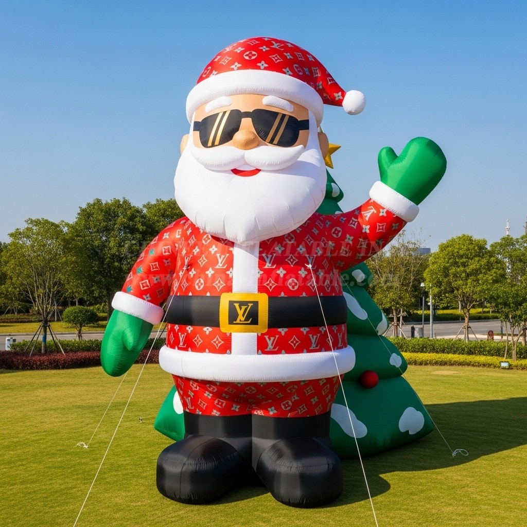 C1-415 Inflatable Santa Claus wearing trendy brand and sunglasses