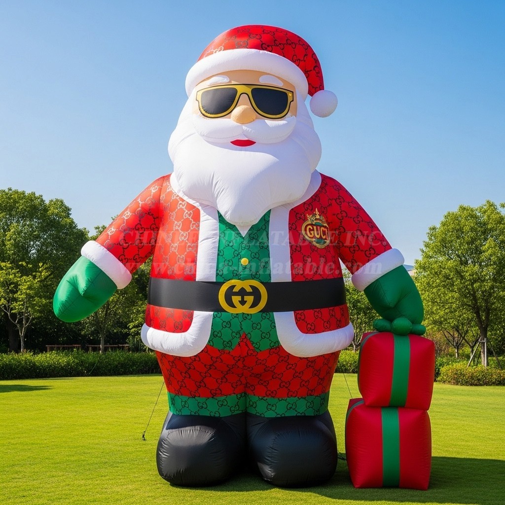 C1-416 Inflatable Santa Claus wearing trendy brand and sunglasses