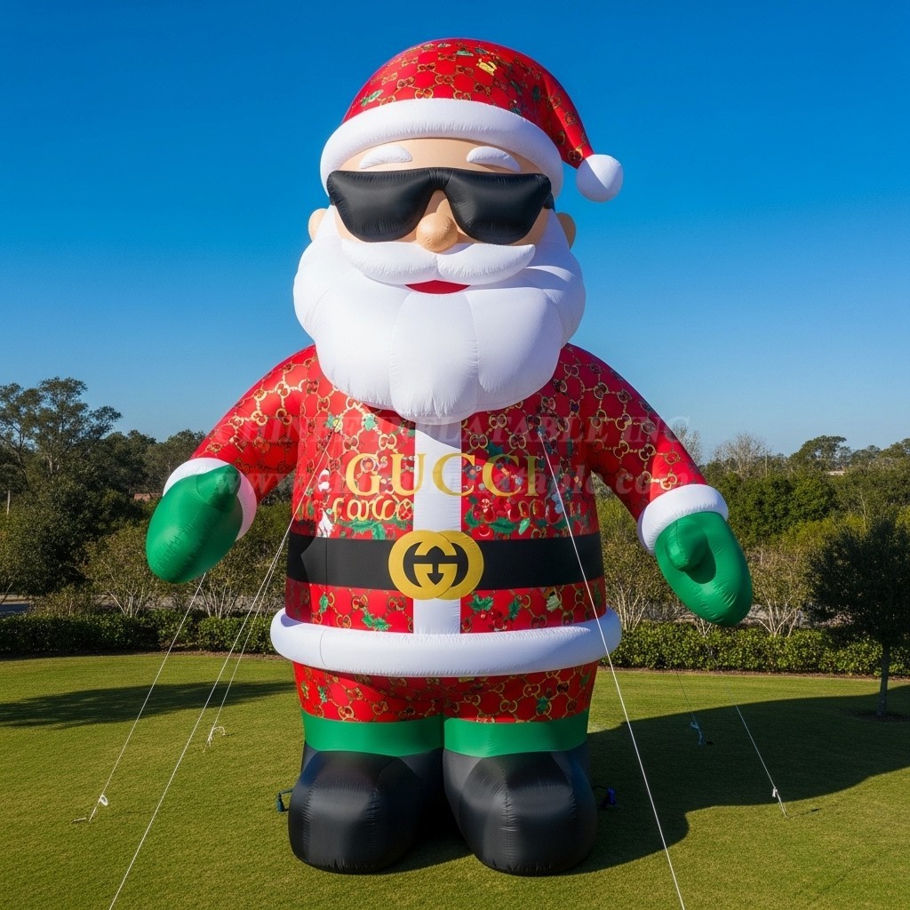 C1-423 Inflatable Santa Claus wearing trendy brand and sunglasses