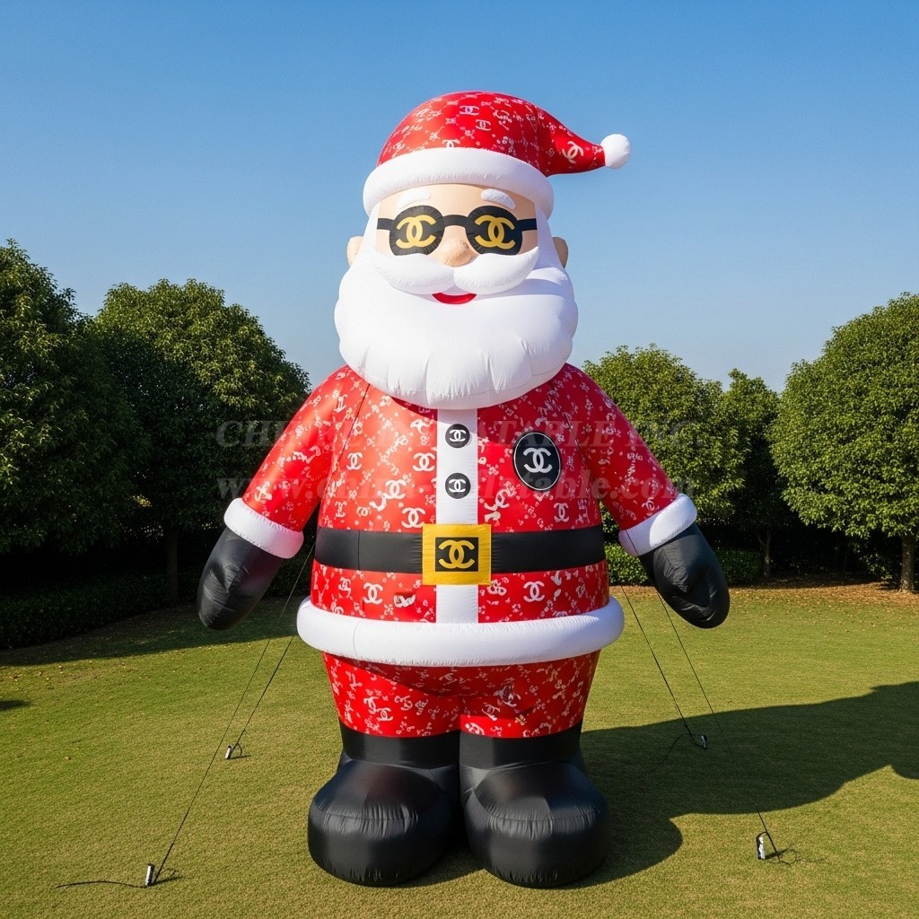 C1-421 Inflatable Santa Claus wearing trendy brand and sunglasses