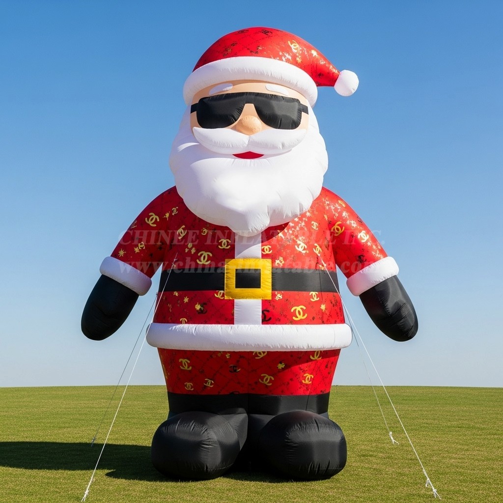 C1-420 Inflatable Santa Claus wearing trendy brand and sunglasses