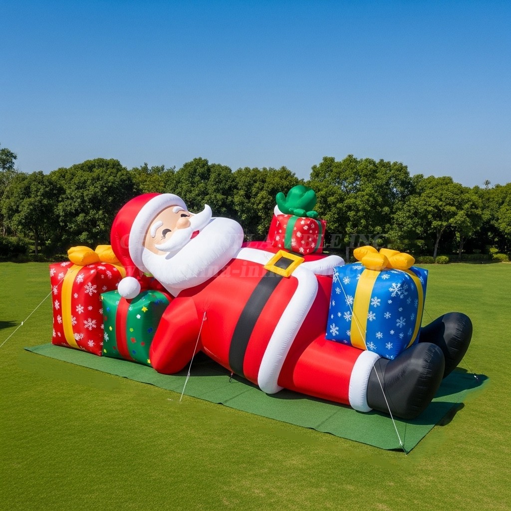 C1-467 Inflatable Santa Claus lying inside a gift