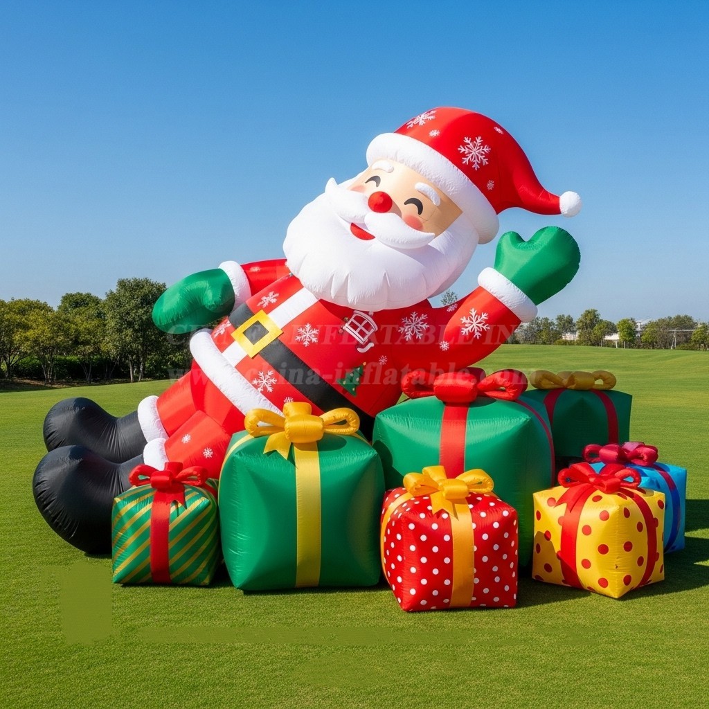 C1-466 Inflatable Santa Claus lying inside a gift
