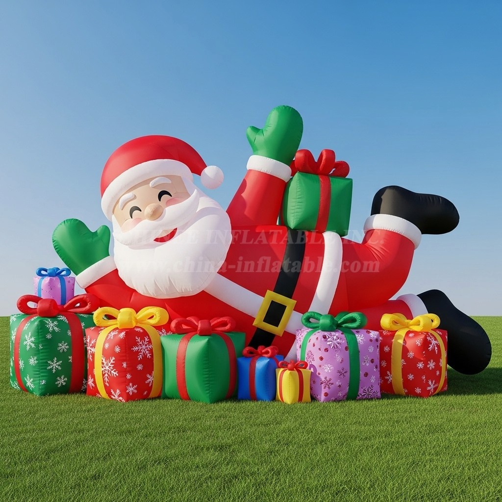 C1-465 Inflatable Santa Claus lying inside a gift
