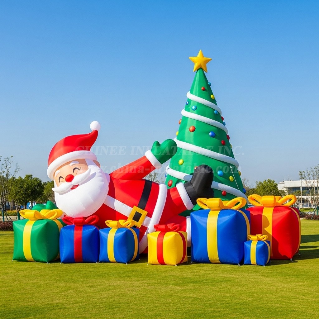 C1-469 Inflatable Santa Claus lying inside a gift