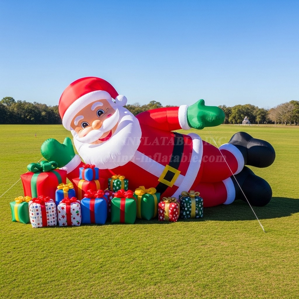 C1-474 Inflatable Santa Claus lying inside a gift
