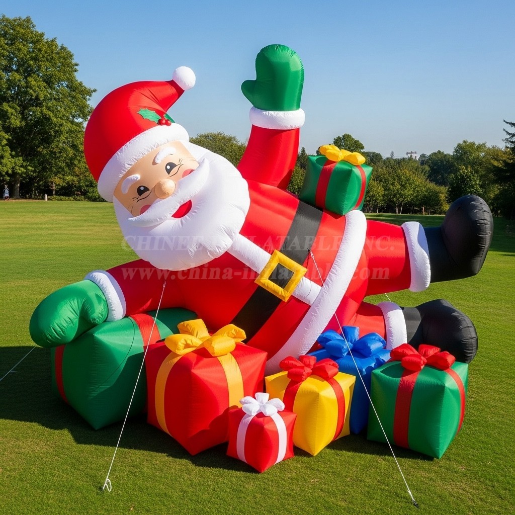 C1-473 Inflatable Santa Claus lying inside a gift