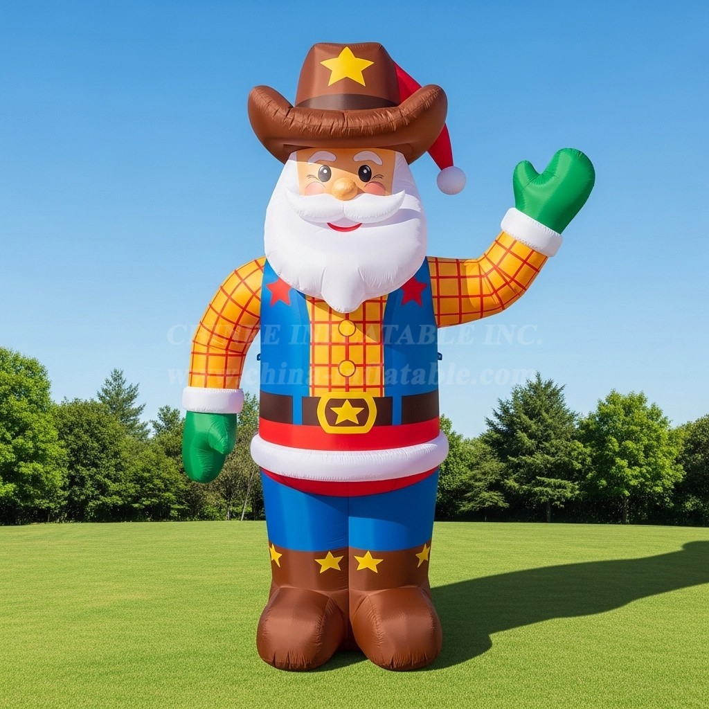 C1-471 Cowboy style inflatable Santa Claus
