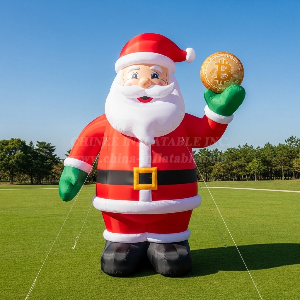 C1-508 Inflatable Santa Claus holding Bitcoin