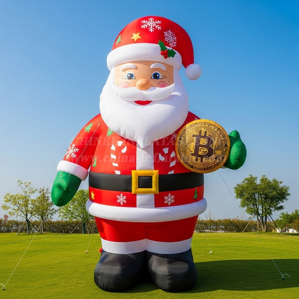C1-512 Inflatable Santa Claus holding Bitcoin