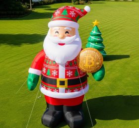 C1-513 Inflatable Santa Claus holding Bitcoin