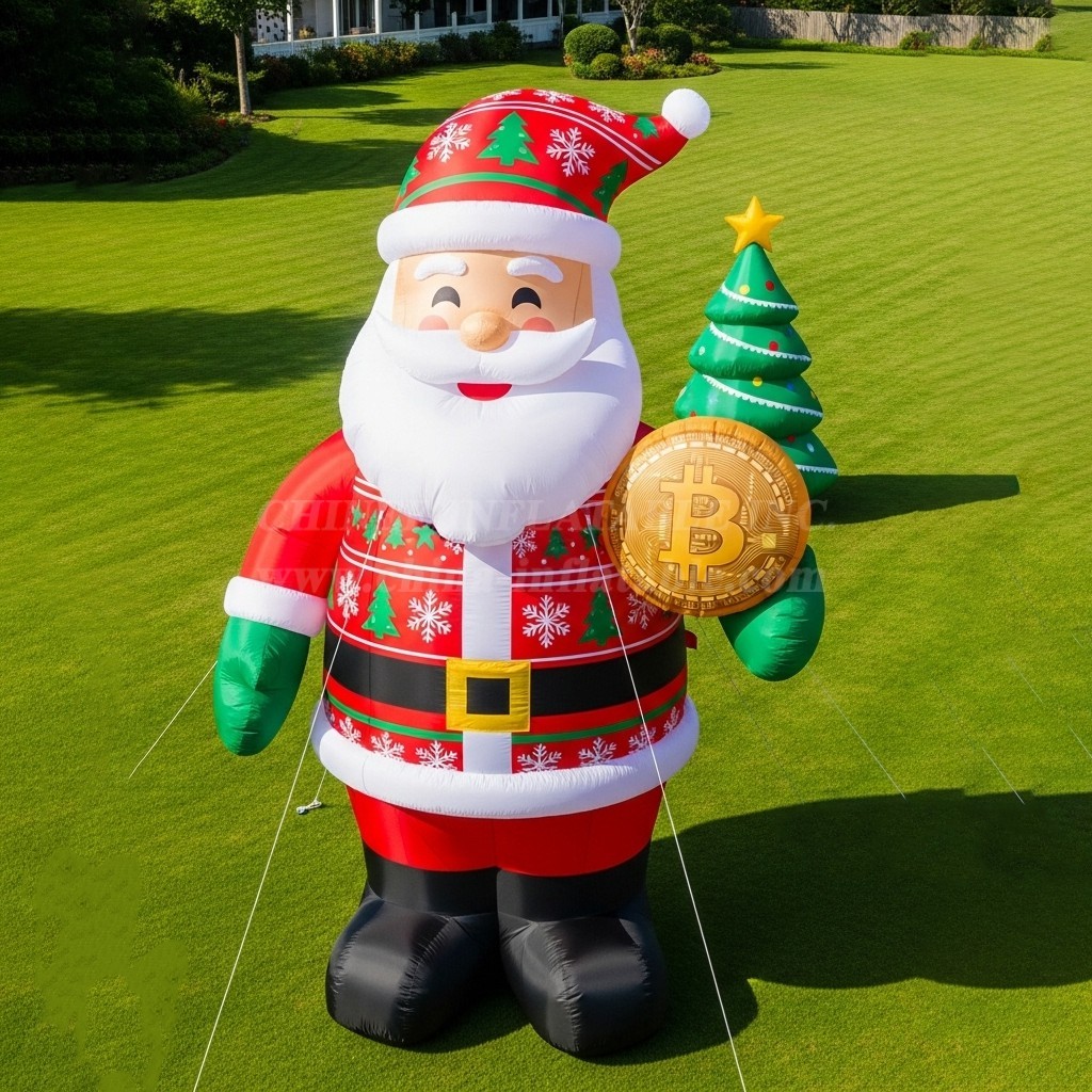 C1-513 Inflatable Santa Claus holding Bitcoin