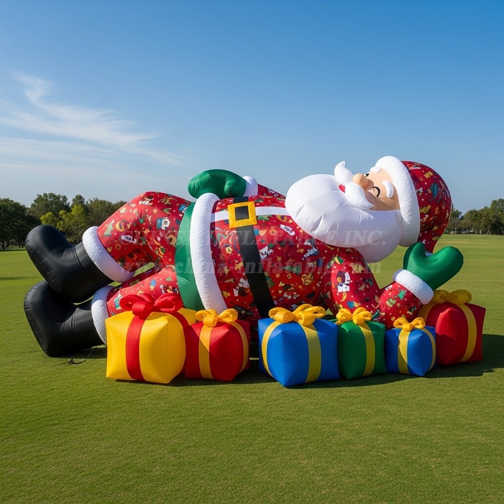 C1-519 Hip-hop style inflatable Santa Claus lying next to gifts