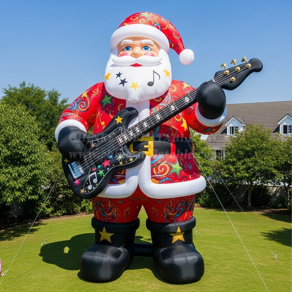 C1-551 Inflatable Santa Claus holding an electric guitar