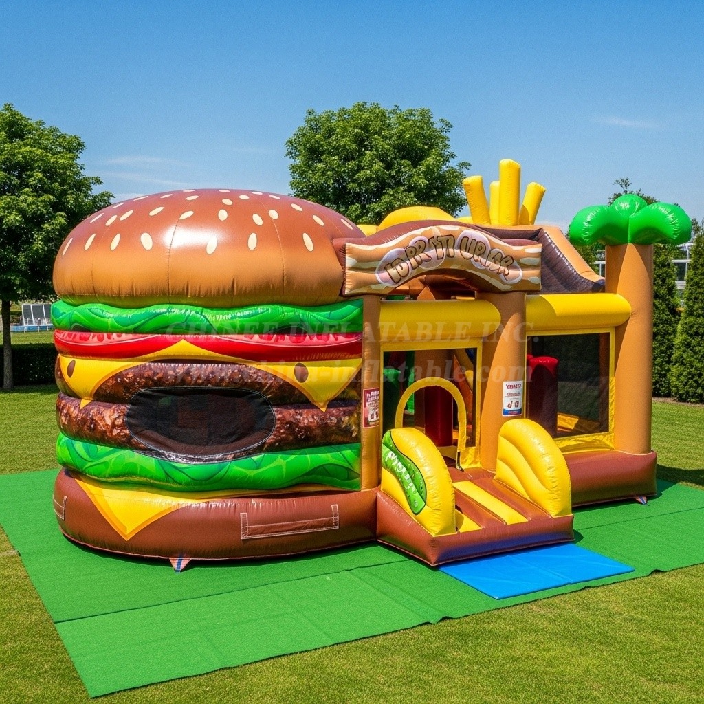 T6-6343 Hamburger Theme Inflatable Playground