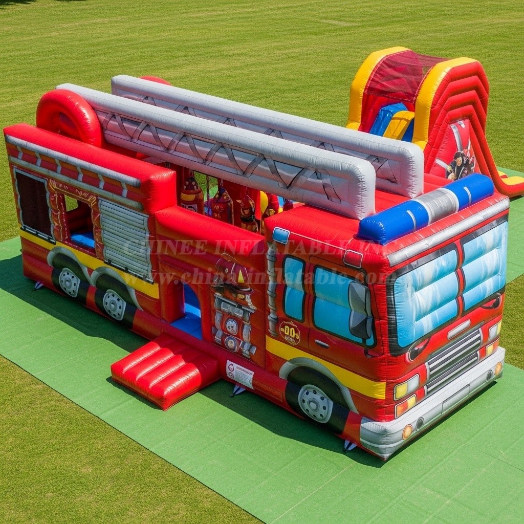 T6-6354 Firetruck Theme Inflatable Playground