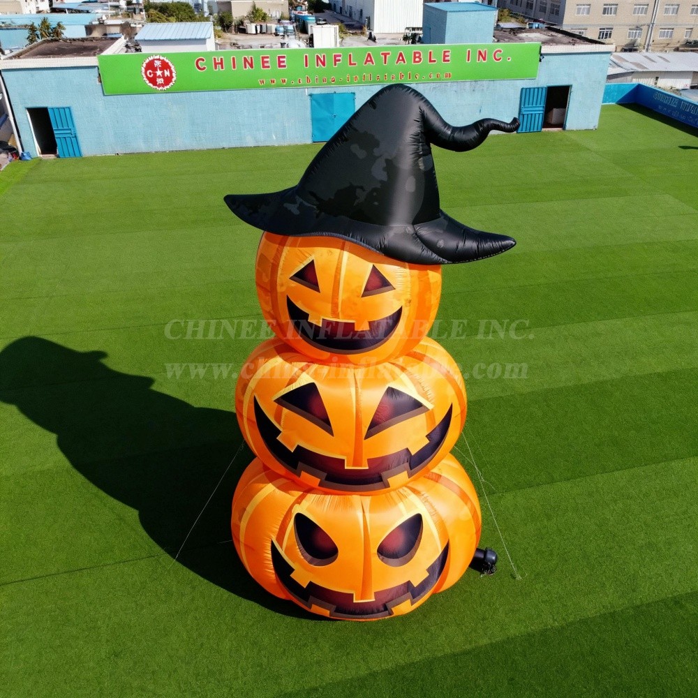 Cartoon3-225 Halloween Pumpkin Stack with Witch Hat Inflatable Model Product