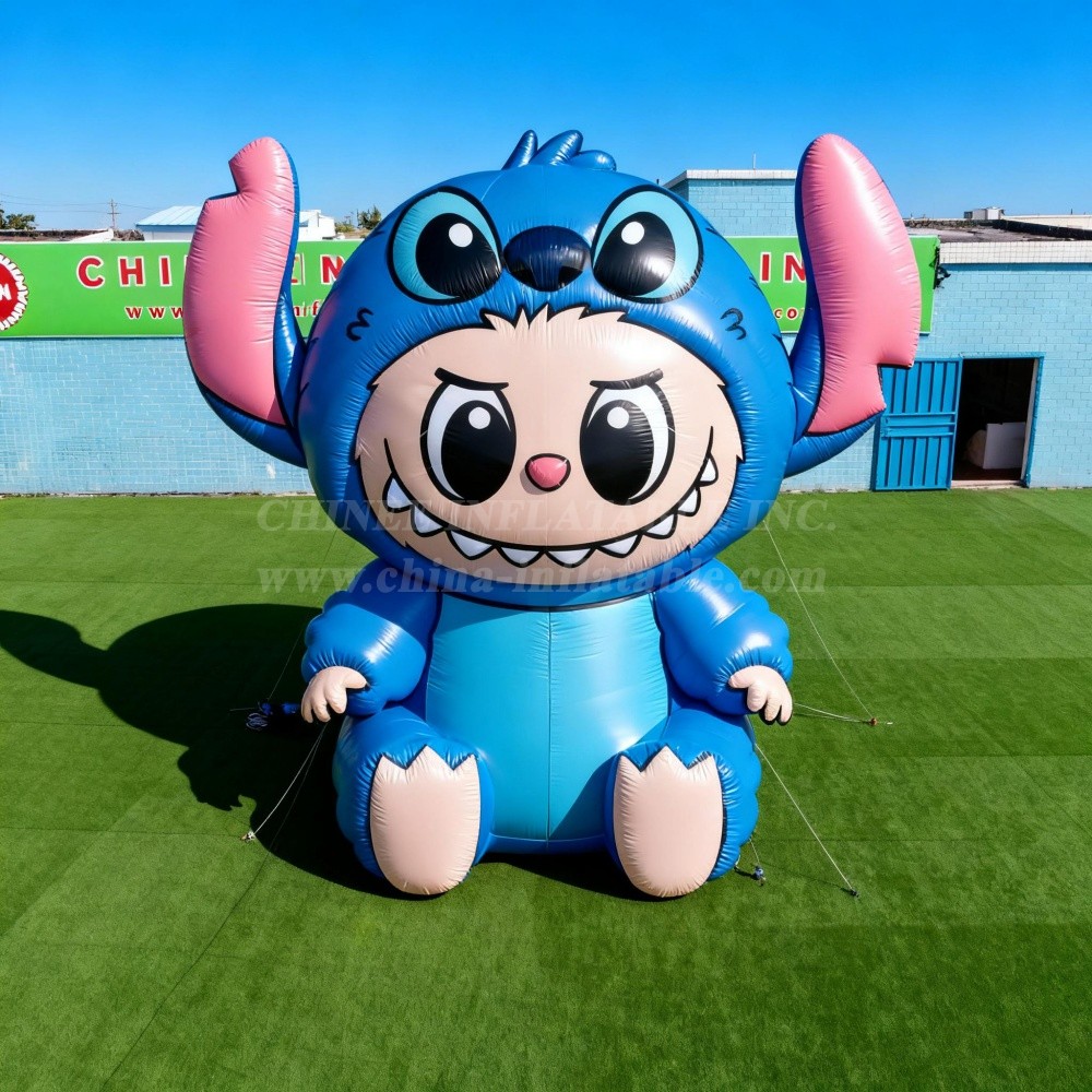 Cartoon3-234 Pop Mart Labubu Alien Stitch Costume Inflatable Character Model