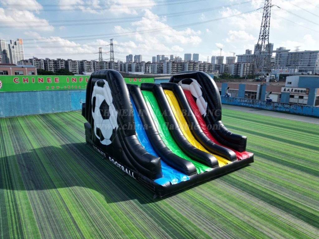 T8-7506 Football Rainbow Four Lane Inflatable Slide
