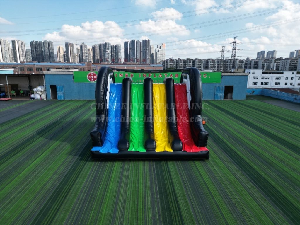 T8-7506 Football Rainbow Four Lane Inflatable Slide