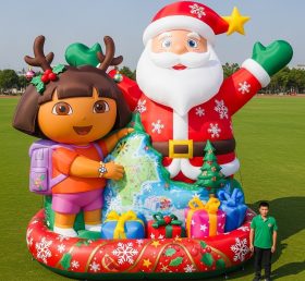 Cartoon3-543 Christmas Santa and Dora Inflatable Cartoons
