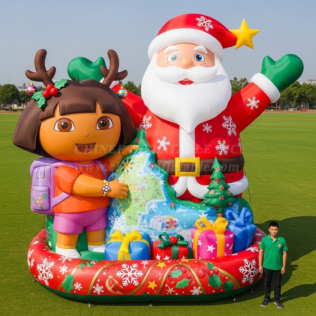 Cartoon3-543 Christmas Santa and Dora Inflatable Cartoons