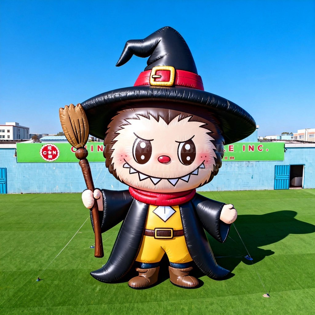 Cartoon3-711 Pop Mart Labubu Halloween Witch Inflatable Cartoon