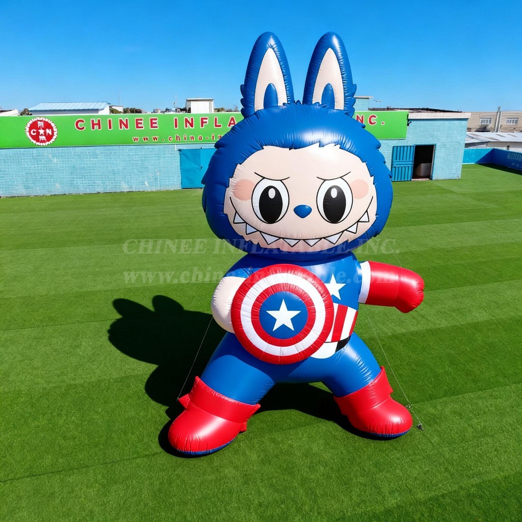 Cartoon3-719 Pop Mart Labubu Captain America Theme Inflatable Cartoons
