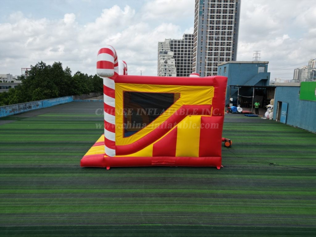 T2-4335B Christmas Candy Cane Bounce House & Slide Combo