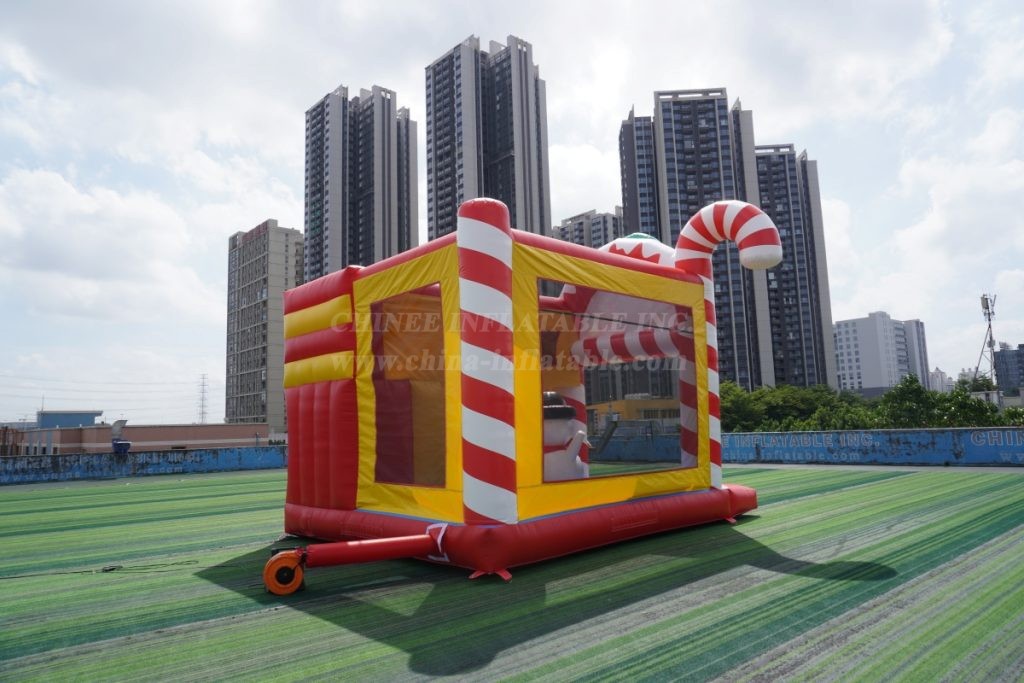 T2-4335B Christmas Candy Cane Bounce House & Slide Combo