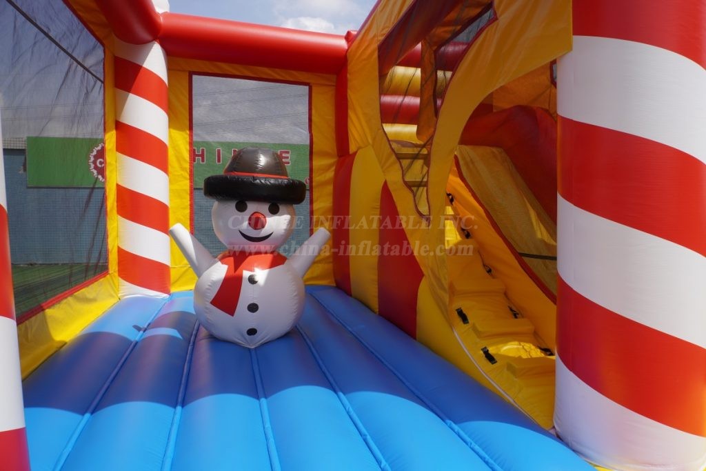 T2-4335B Christmas Candy Cane Bounce House & Slide Combo