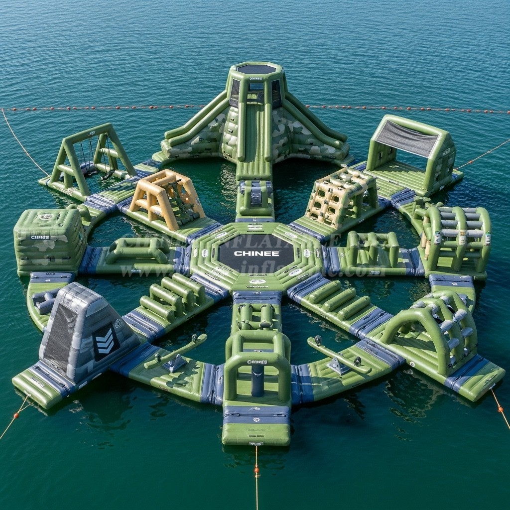S506 Military Style Theme Inflatable Water Park
