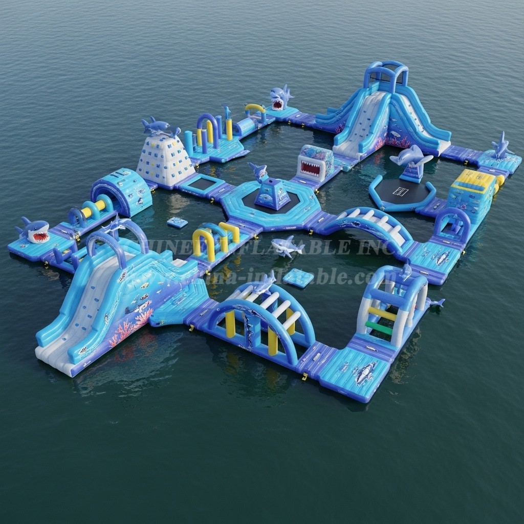 S554 Shark Theme Inflatable Water Park