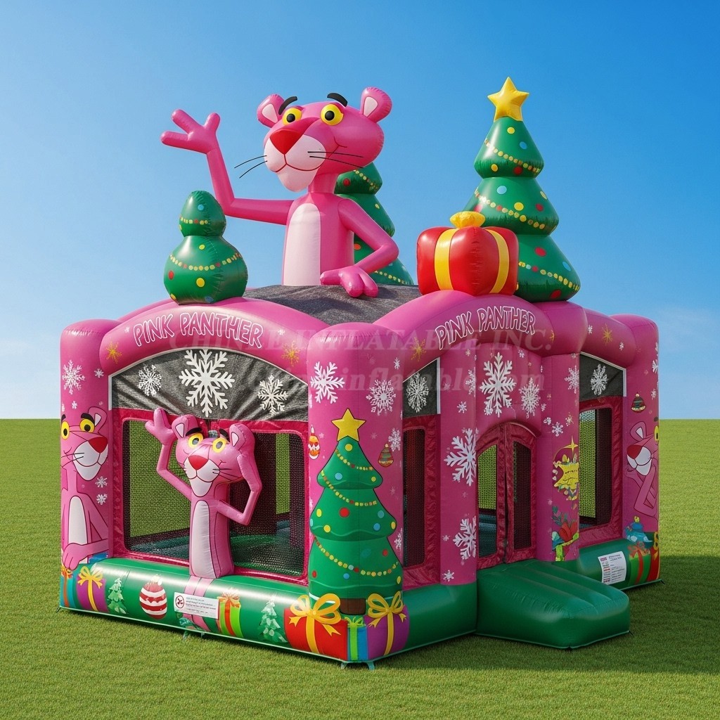 T2-8596 Pink Panther Christmas Inflatable Bouncer