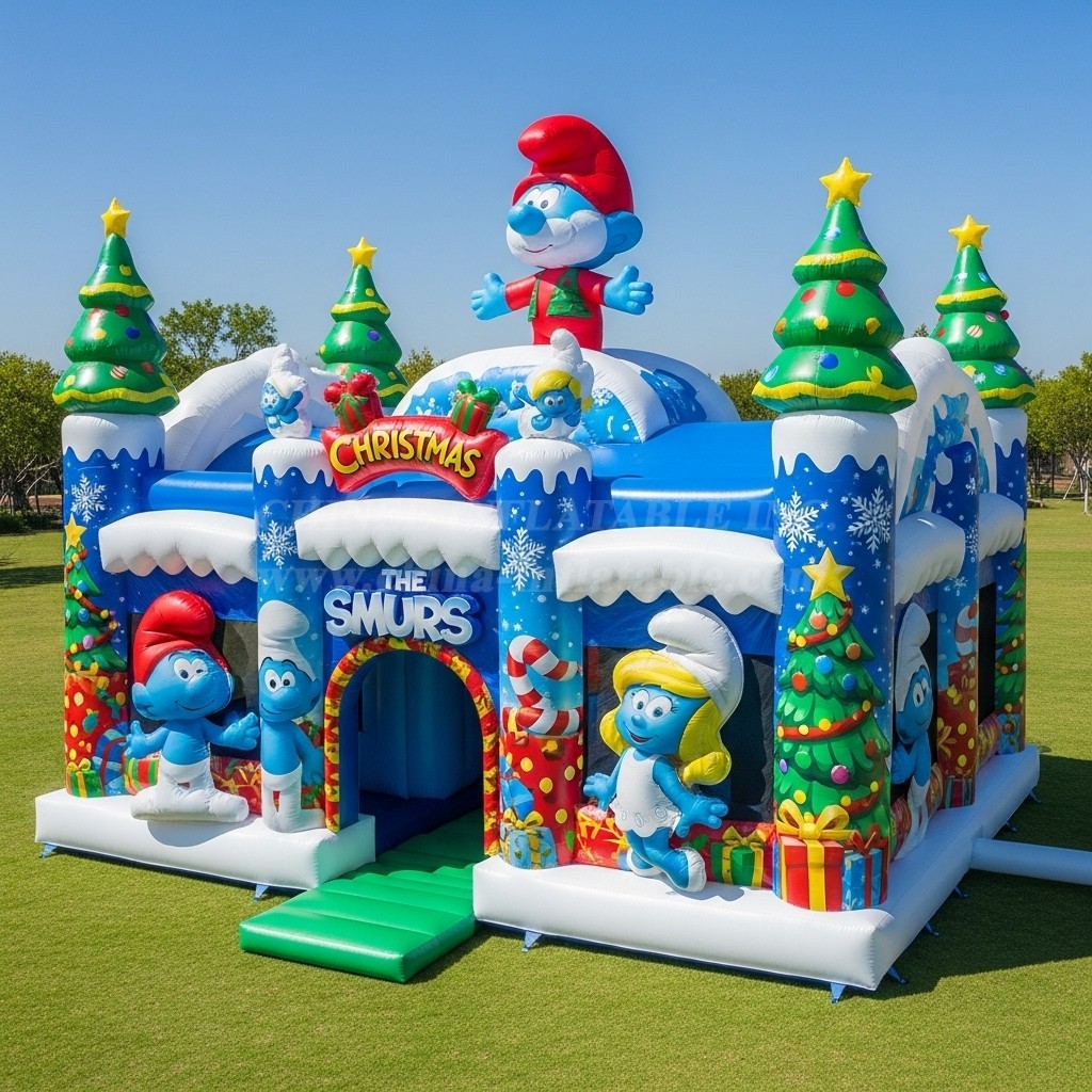 T2-8603 The Smurfs Christmas Inflatable Bouncer
