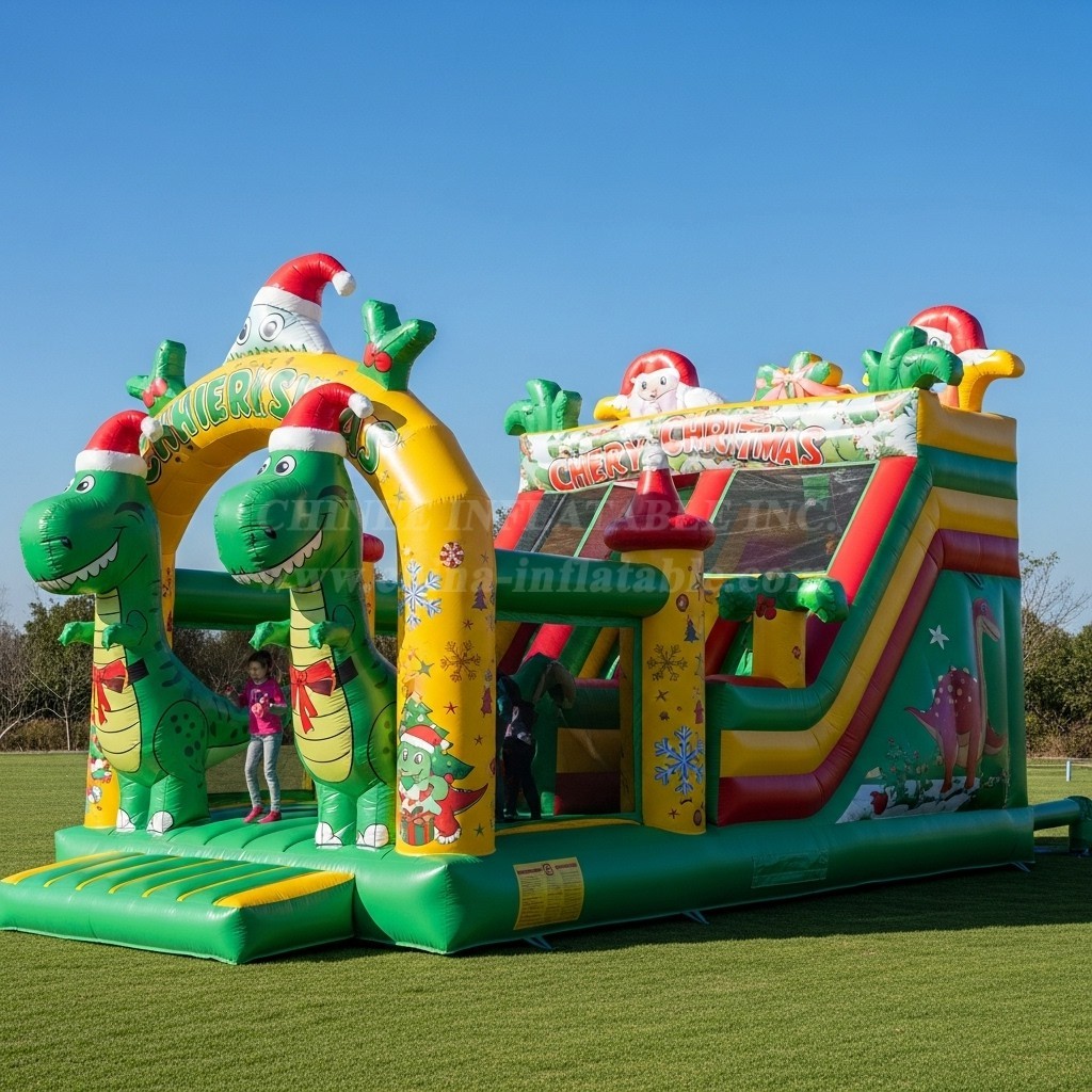 T2-8621 Christmas Dinosaur Inflatable Combo