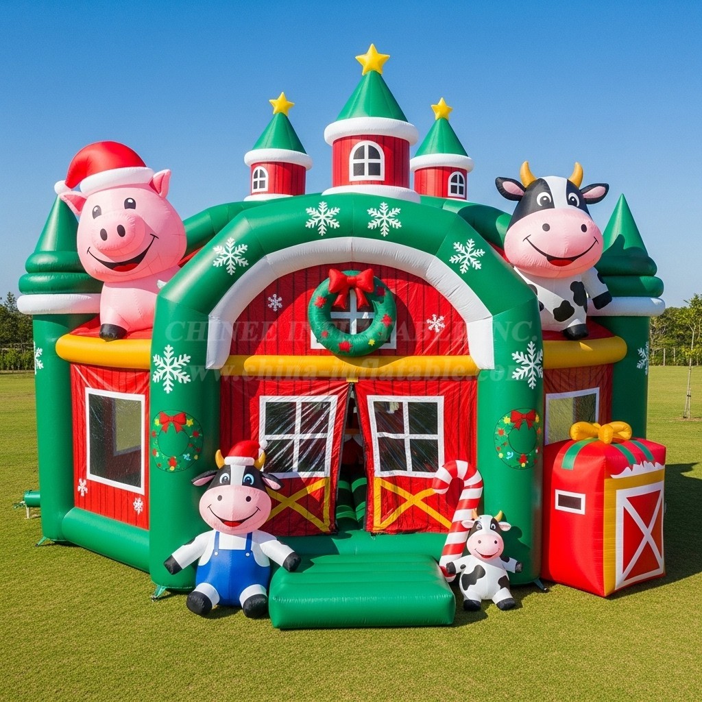 T2-8622 Christmas Farm Theme Inflatable Castles