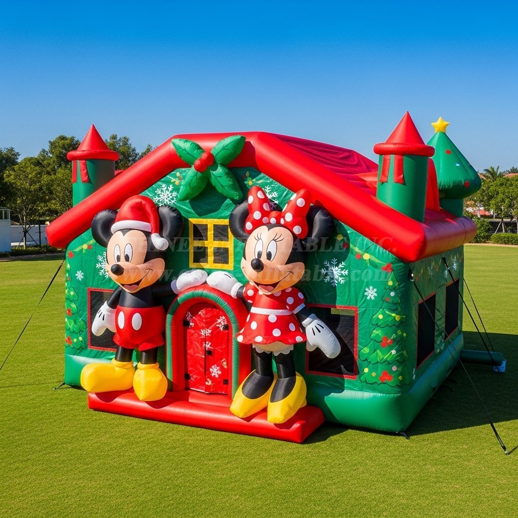 T2-8627 Mickey & Minnie Christmas Inflatable Bouncer