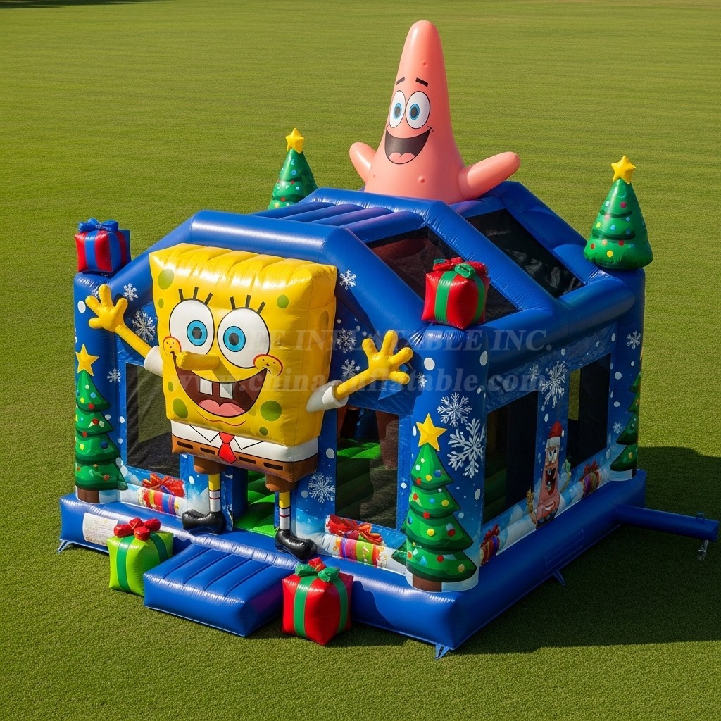 T2-8641 SpongeBob Christmas Theme Inflatable Bouncer