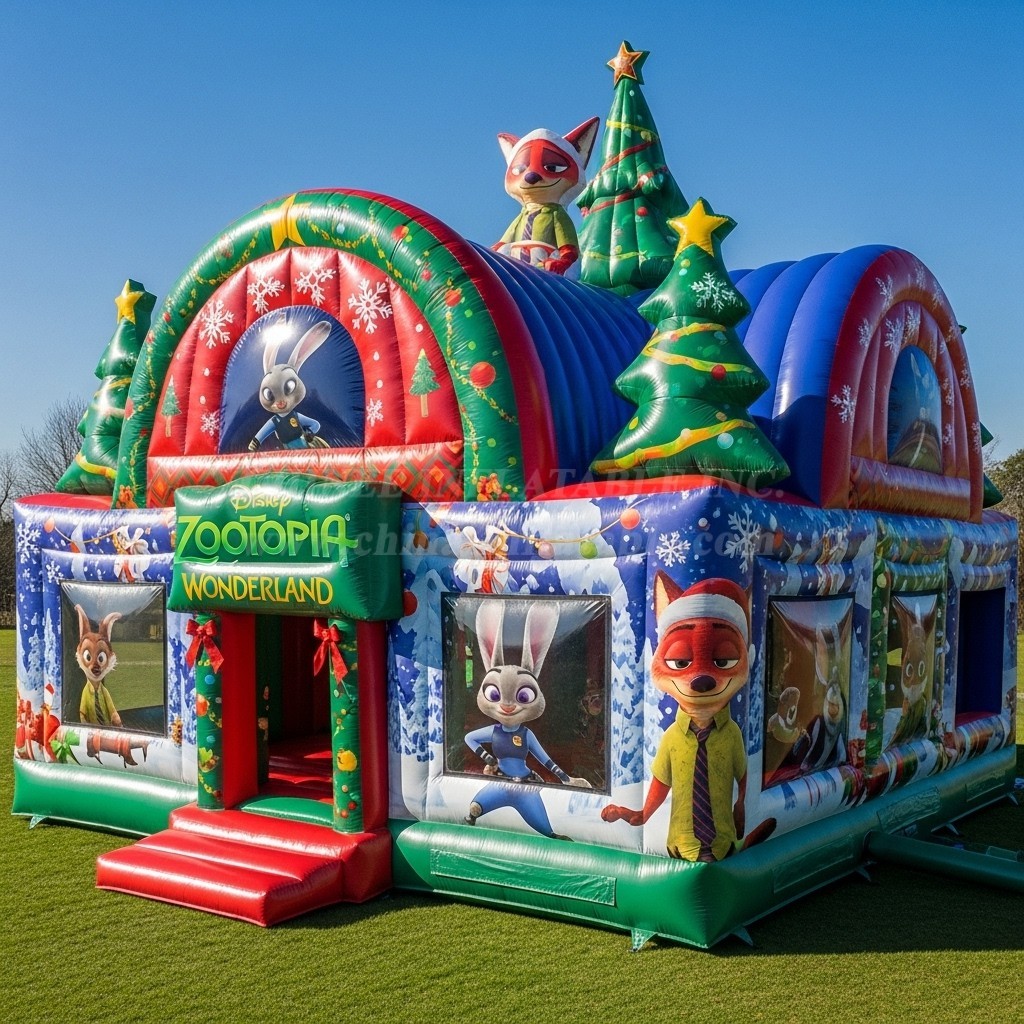 T2-8655 Zootopia Christmas Theme Inflatable Bouncer