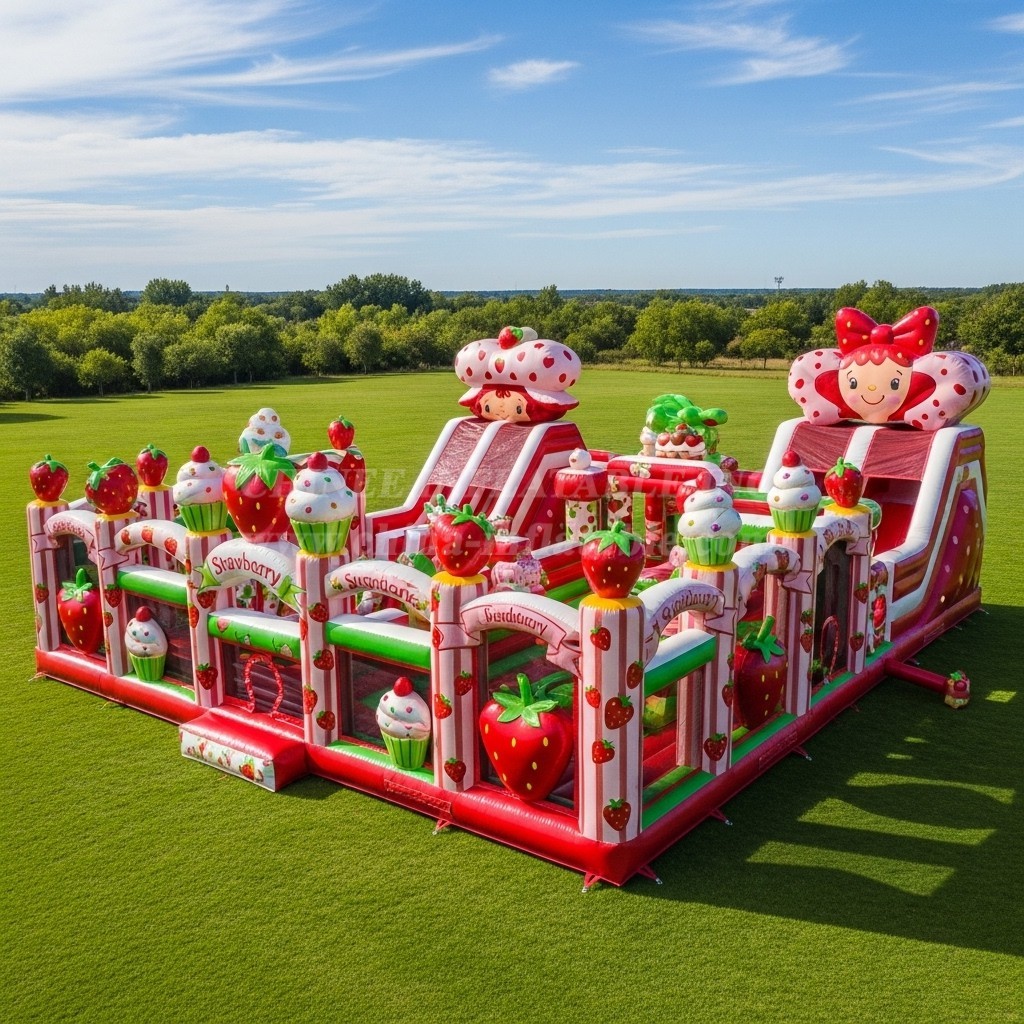 T6-6595 Strawberry Shortcake Theme Inflatable Funcity