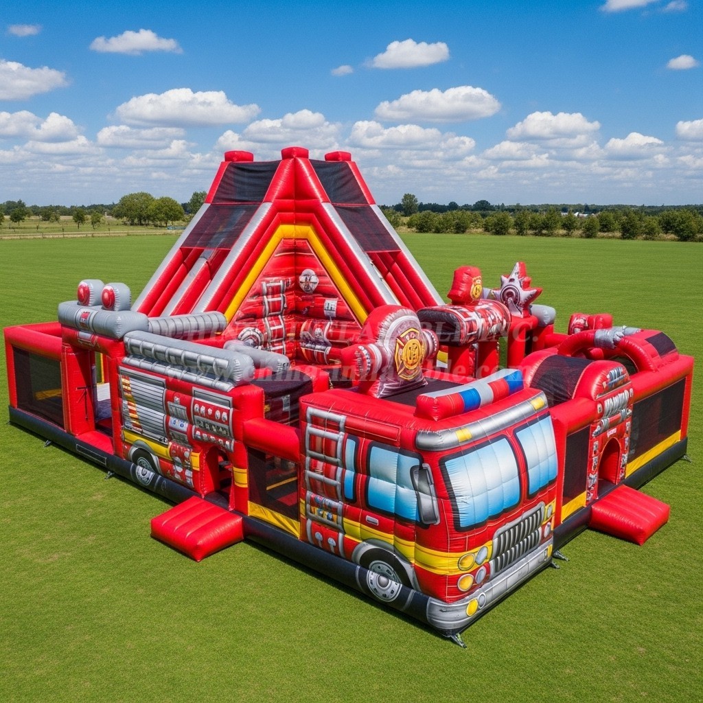 T6-6717 Firetruck Theme Inflatable Park