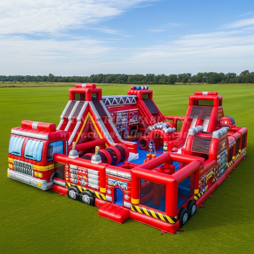 T6-6719 Firetruck Theme Inflatable Park