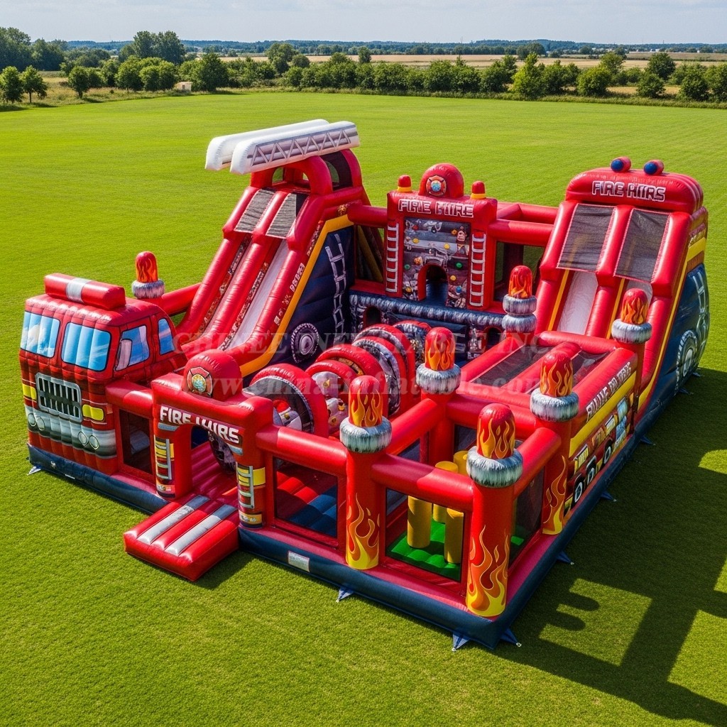 T6-6722 Firetruck Theme Inflatable Park