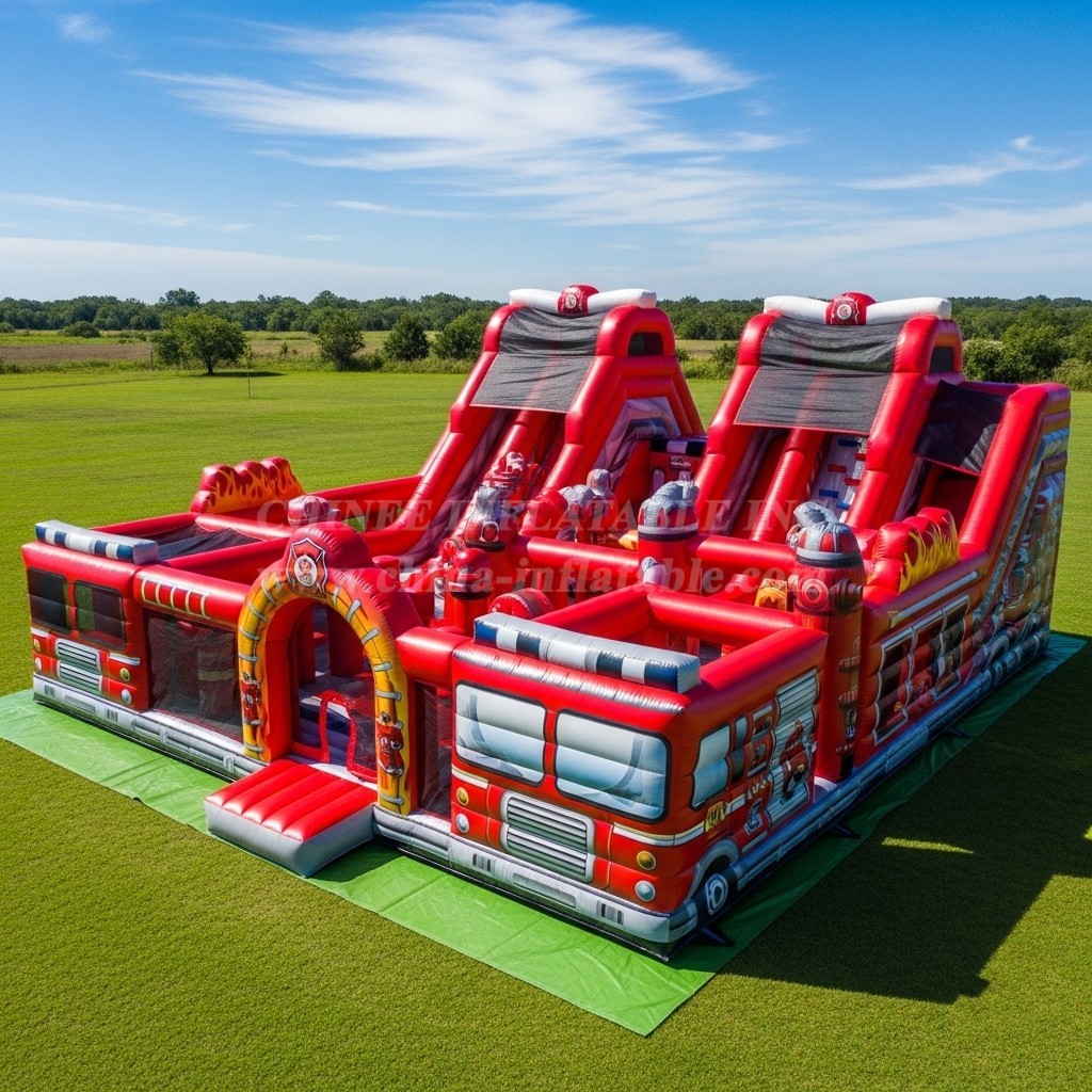 T6-6723 Firetruck Theme Inflatable Park