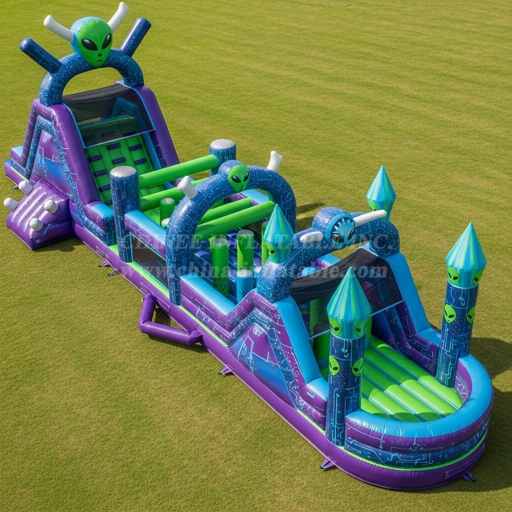 T7-3695 Alien Theme Inflatable Obstacle Course