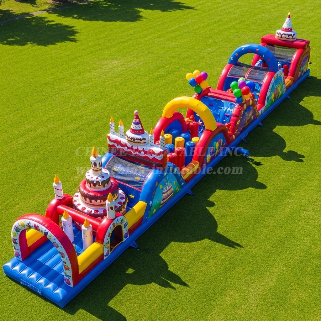 T7-3715 Birthdays Theme Inflatable Obstacle Course