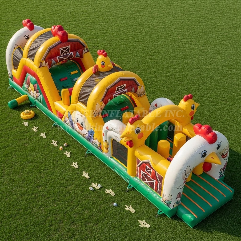T7-3738 Chicken Theme Inflatable Obstacle Course