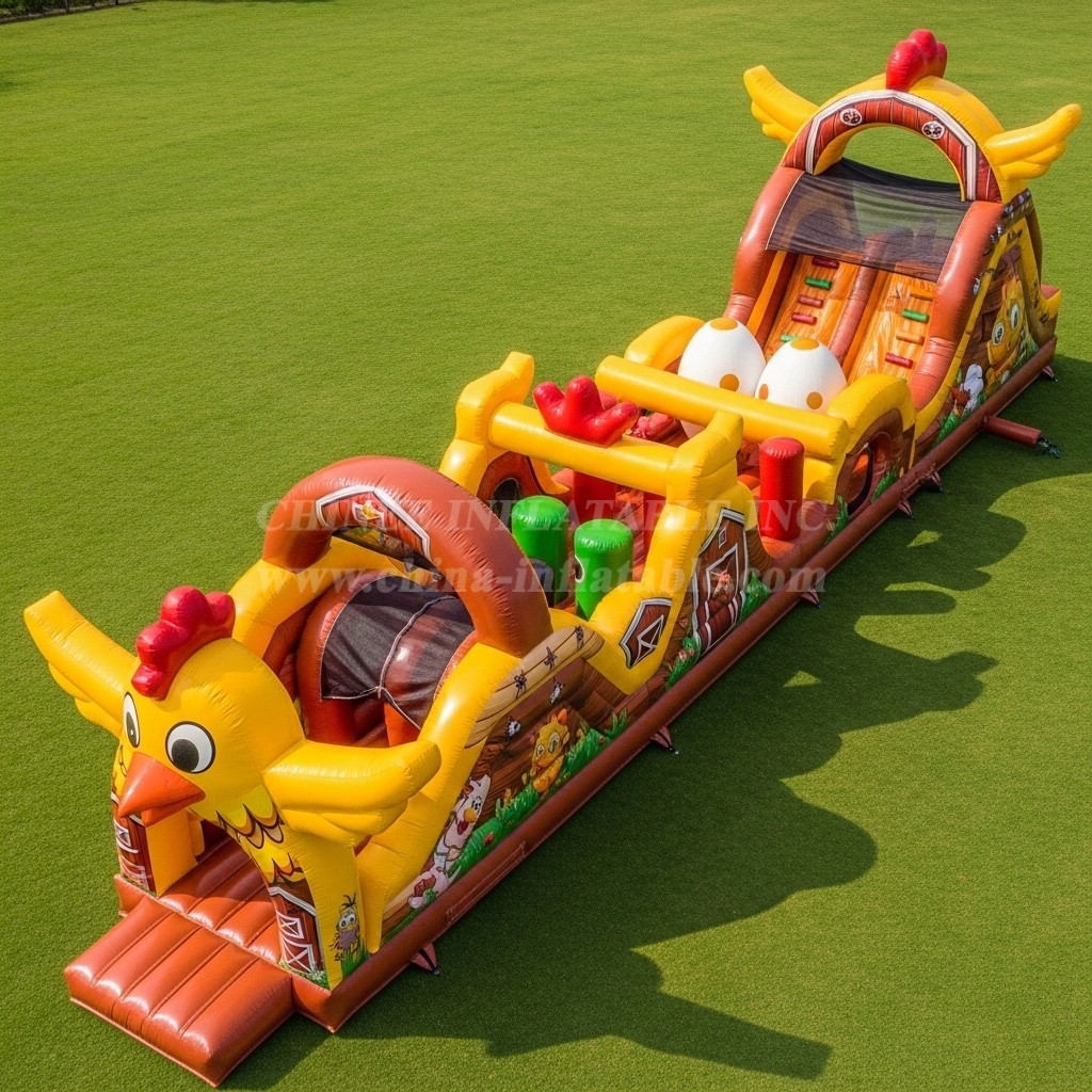 T7-3739 Chicken Theme Inflatable Obstacle Course